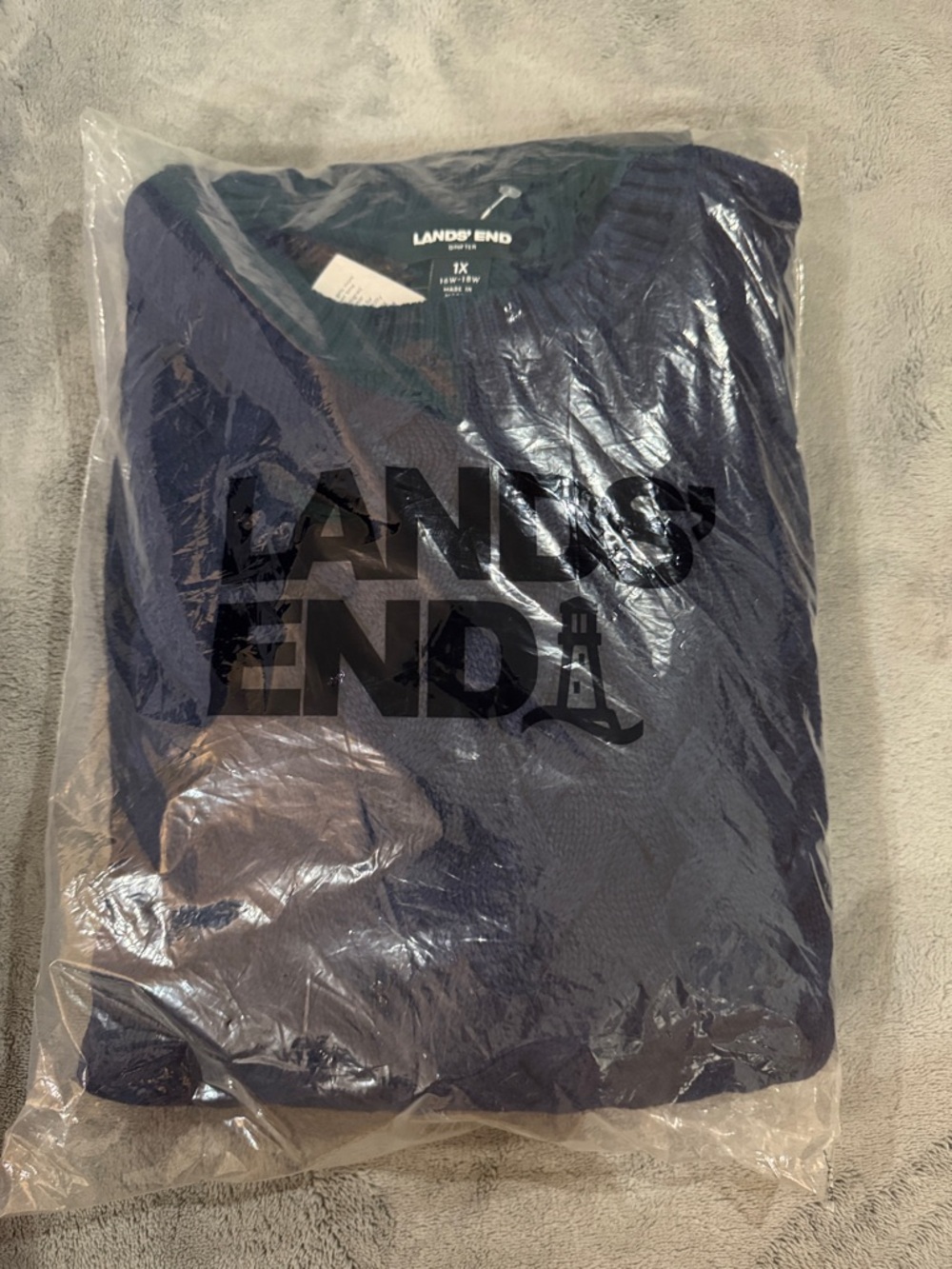 NWT Lands' End Navy Drifter Cable Knit Crewneck Sweater Plus Size - Picture 4 of 7